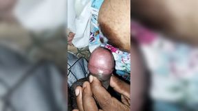 Sri Lankan couple indulges in wild sex session, climaxing on breasts and pleasing massive manhood.