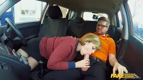 Curvy British babe gives a sloppy blowjob and bounces on his cock at fake