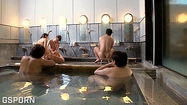Hot jav sex in the japanese public hot springs fucking sexy girl