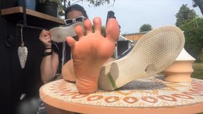 Hot day in London sweaty feet