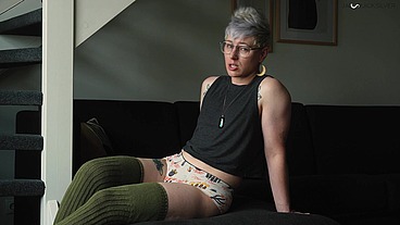 Nonbinary Babe Jaq Quicksilver Seduces You with Hard Wood Strapless Dildo - Queer Alt Strapon Immersive Roleplay