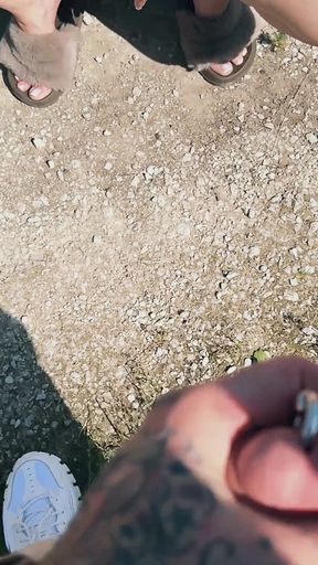 Risky Outdoor Fuck - Ass Eating, Pussy Play, Hard Fucking, Blowjob & Cumswap