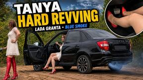 Tanya Stuck in a Lada Granta Stockings Boots Jimmy Choo and Revving Full 35 Min