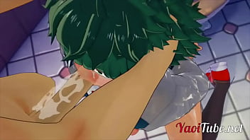 Boku No Hero Yaoi - Deku Blowjob Bakugou Dicks and he cums in his mouth