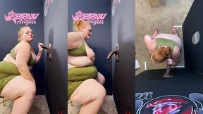 ssbbw julie ginger milks a bbc at glory hole and gets facial