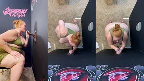 ssbbw julie ginger milks a bbc at glory hole and gets facial
