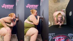 ssbbw julie ginger milks a bbc at glory hole and gets facial