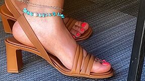 Lovely Candid Feet With Pretty Pedicured Toes & Cute Anklets Previ