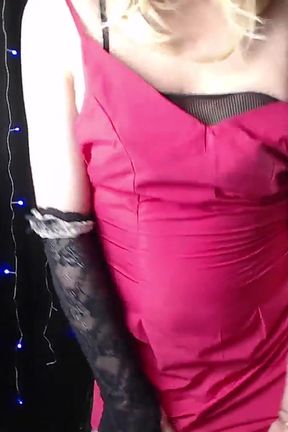 Crossdresser Sissy Slut in Red Dress Dance