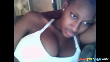 Busty ebony chick on webcam