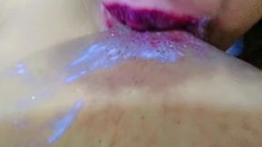 Sucking my breast and drinking milk from my big tits