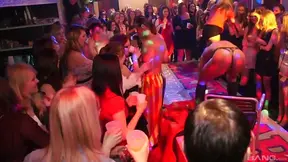 Sexy club slutties n a huge dick ride and naughty blowjob action