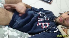jerking my big cock with a huge cum shot and eating my cum - camilo brown