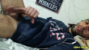 jerking my big cock with a huge cum shot and eating my cum - camilo brown