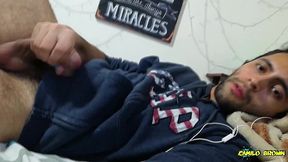 jerking my big cock with a huge cum shot and eating my cum - camilo brown