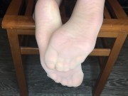 student girl after study show black socks and nylon foot fetish