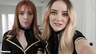Maria Kazi and Madi Rose have just become flight attendants and they can't wait to got dicked down. They're sitting