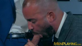 Office workers Bruno Max and Robbie Rojo anal fucking rough