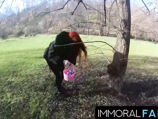 Mia Trejsi Supplicates For Double Weenies In Egg Hunt Vagina Pounding!