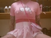 Diapered sissy rides dildo and opens diaper