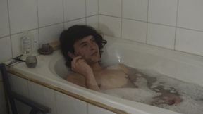 Non-binary taking bath, smoking and jerking