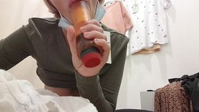 public masturbation of a young bitch feralberryy with a dildo in the fitting room