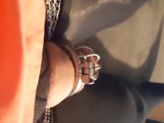 Crossdresser Locked in Chastity after Edging