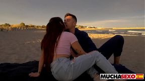 What if someone catches us? Spanish chick fucked on a Public Beach at MuchaSexo