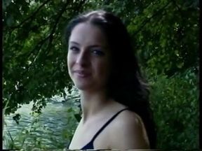 Brunette cutie gaping pussy at casting