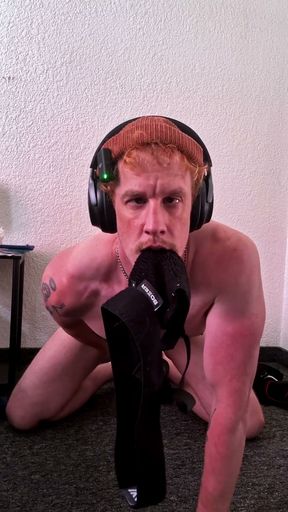 Sniffing and Tasting My Sweaty Piss and Cum Stained Jock While I Goon Out
