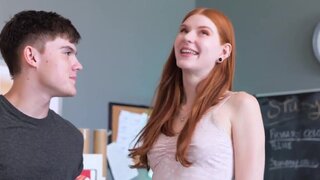 Sex of redhead and bestie's stepbrother in classroom