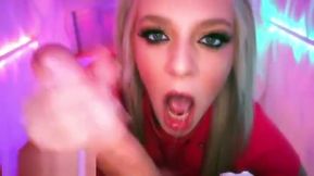 Unearthly Tiffany Watson giving a hot handjob