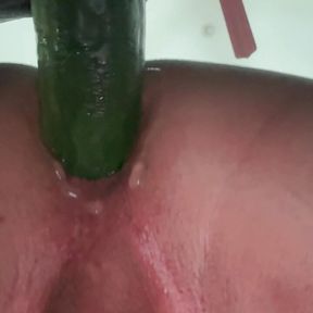 Close up cucumber ass fuck