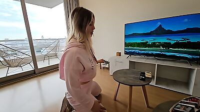 Beautiful blonde with a big ass rides me hard until the final cumshot