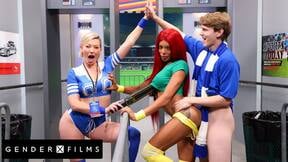 GENDERX FILMS - Security Guards Lola Morena & Adira Allure Ride Fan Dick at Socc