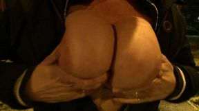 Sexy horny blonde sucks his cock outdoor in POV
