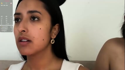 Latina lesbian webcam, kissing licking face