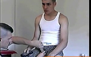 Straight seduced guy jerked by gay dude