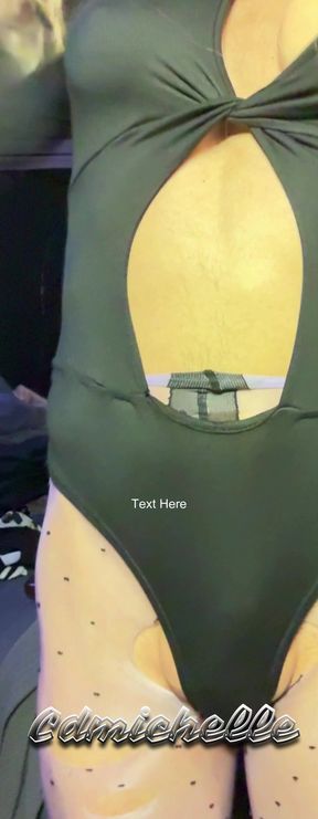 Crossdresser Cdmichelle Wearing Doted Pantyhoes Black Bodysuit