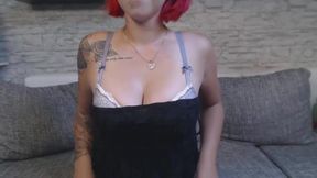 Seductive Webcam Stripshow with a Tattooed Redhead