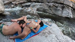 Slender latina enjoys passionate outdoor sex in a terrific scenery