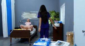 Caught my MILF patient riding nurse dick