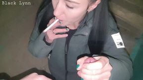 Smoking Girlfriend Sucks Me off on Stairs - Black Lynn