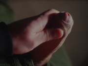 Pulling my smooth foreskin up and down until I cum