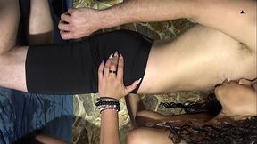 Lovely couple play with Kegel balls and a powerful clit vibrator. She squirts too much above him