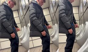 hung fit lad pissing