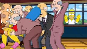 Dirty Orgy of Housewife Mrs. Sinpsom with Old Men at the Casting. Cartoon Parody