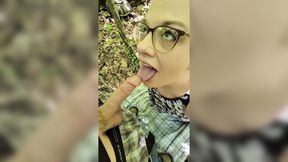 Sloppy bbw throat fuck in public