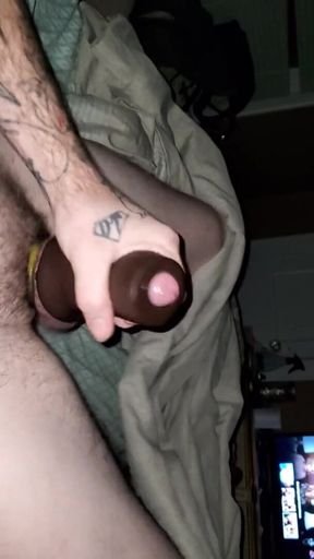 White Boy Uses Ebony Pocket Pussy to Get off