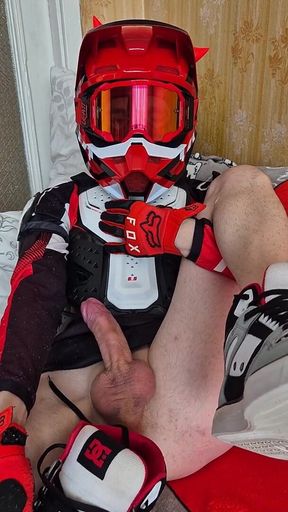 In Biker Gear, He Brought to Orgasm